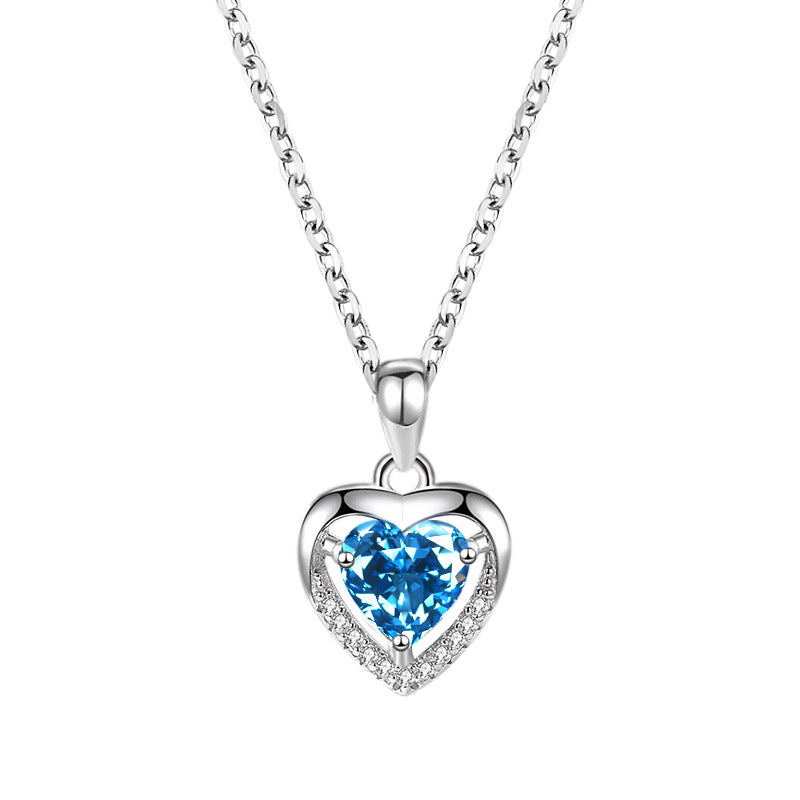 Buy Elegant Women's Red Diamante Heart Rhinestone Pendant Silver Chain  Necklace at Amazon.in